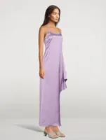 Asymmetric Satin Slip Dress