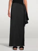 Draped Satin Maxi Skirt With Zipper Detail