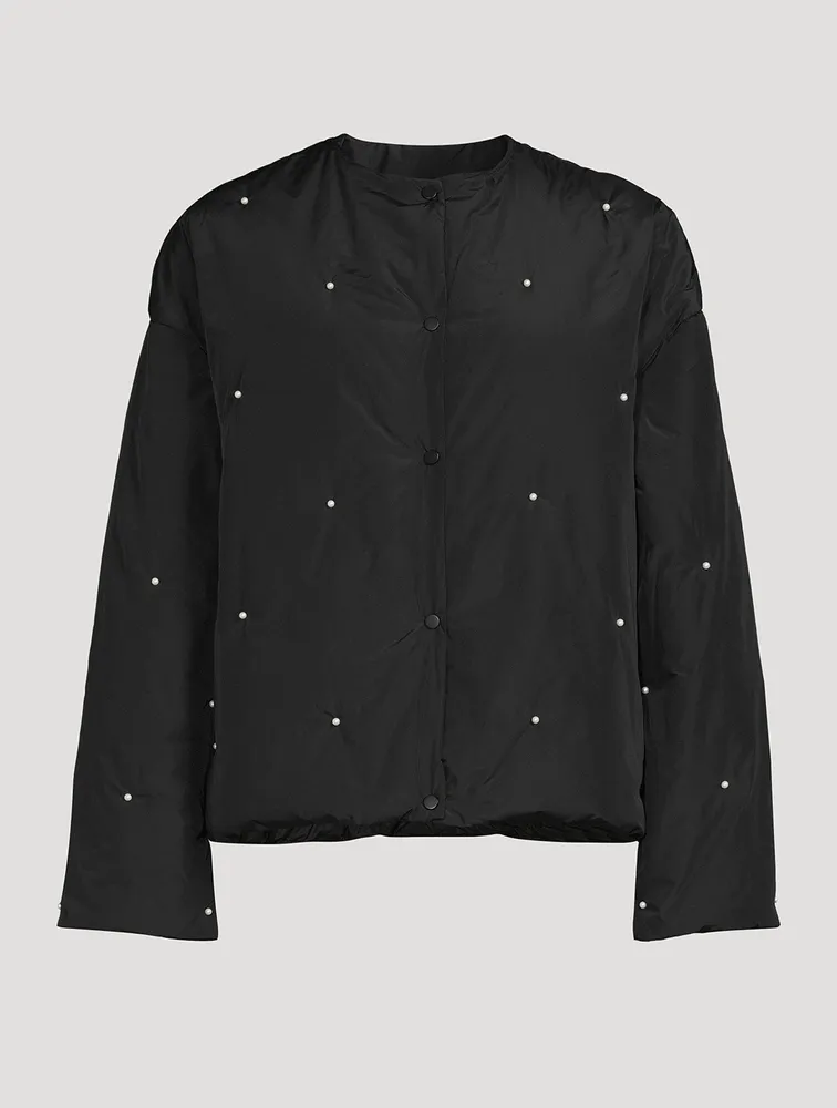 Puffer Jacket With Pearl Details