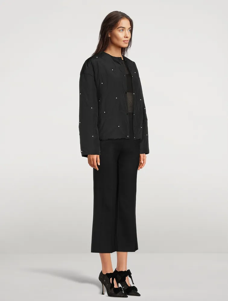 Puffer Jacket With Pearl Details