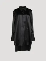 Convertible Silk Shirt Dress