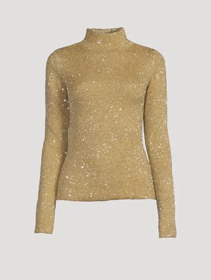 Sequin Knit Cut-Out Sweater