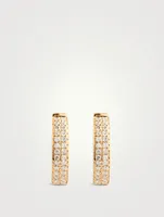 18K Gold Two-Row Huggie Earrings With Diamonds