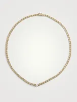 18K Gold Chain Link Choker With Round Diamond