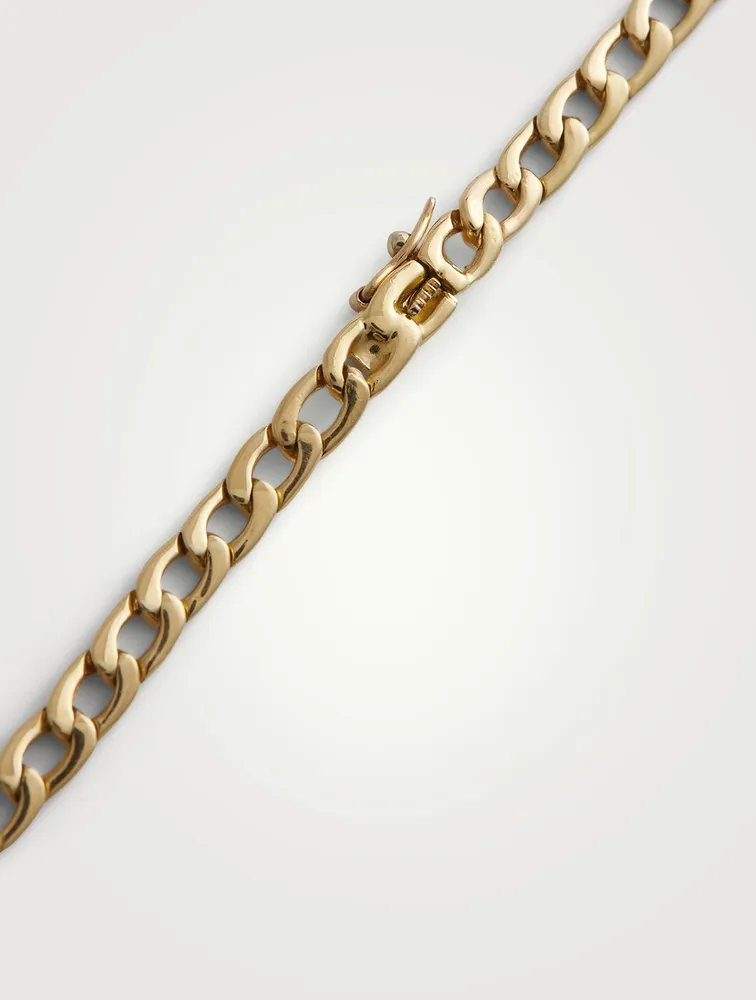 18K Gold Chain Link Choker With Round Diamond