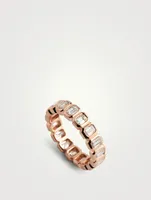 18K Rose Gold Emerald-Cut Diamond Bezel Ring