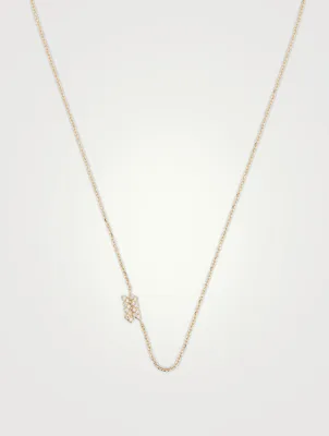 Love Letter 14K Gold Aquarius Pavé Zodiac Necklace With Diamonds