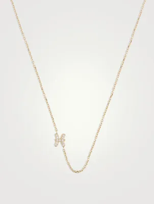 Love Letter 14K Gold Pisces Pavé Zodiac Necklace With Diamonds