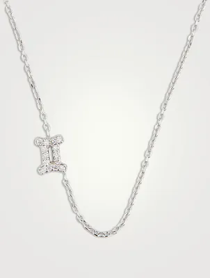 Love Letter 14K Gold Gemini Pavé Zodiac Necklace With Diamonds