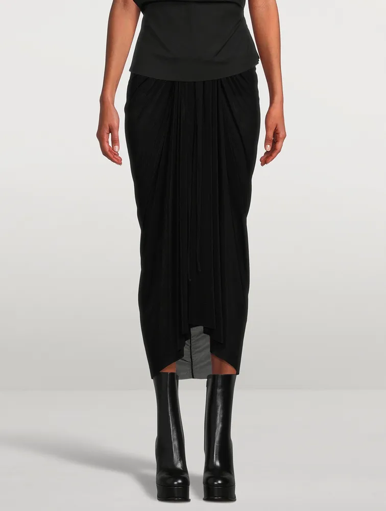 Draped Jersey Midi Skirt