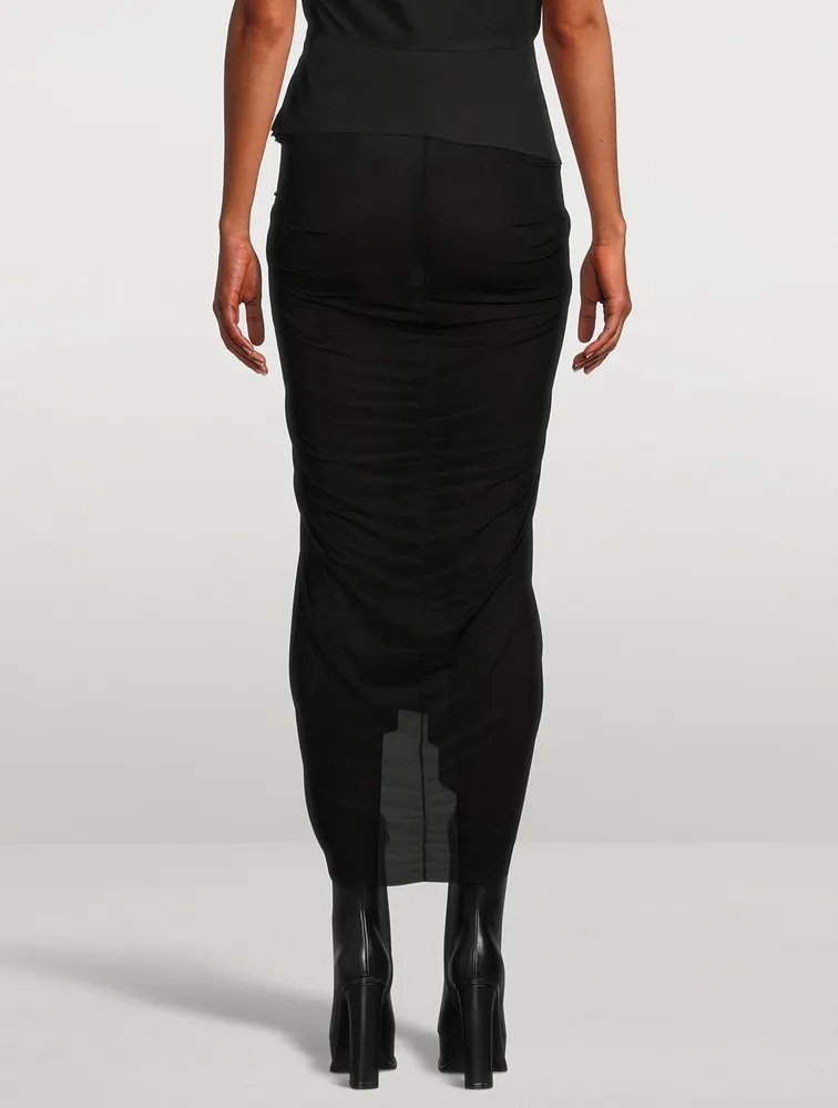 Draped Jersey Midi Skirt