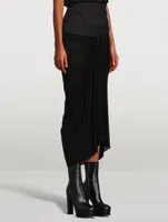 Draped Jersey Midi Skirt