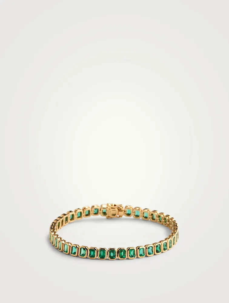 18K Gold Bezeled Emerald Bracelet