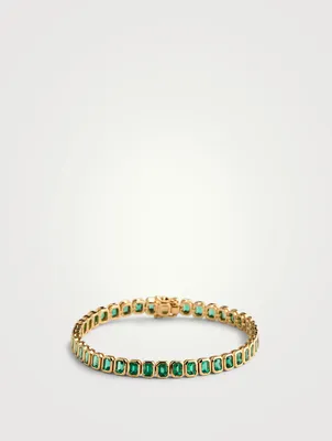 18K Gold Bezeled Emerald Bracelet