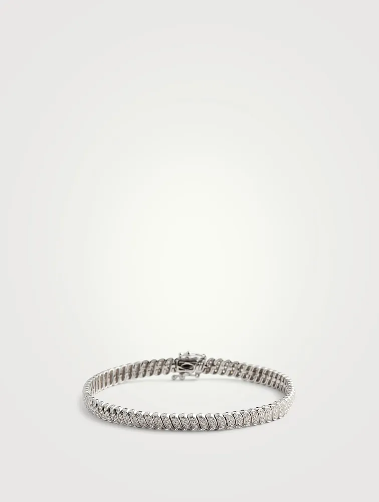 Zoe 18K White Gold Thin Bracelet With Diamonds