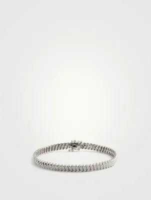 Zoe 18K White Gold Thin Bracelet With Diamonds