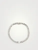 18K White Gold Chain Bracelet With Round Diamond Centre