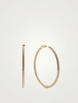 18K Gold Three-Row Large Hoop Earrings With Diamonds