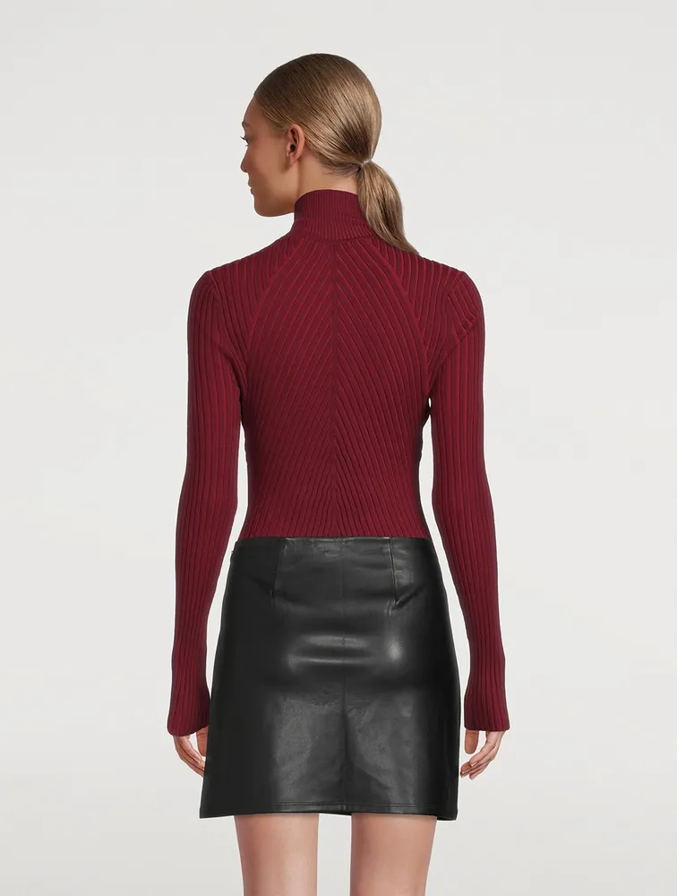 Ribbed Knit Turtleneck Bodysuit