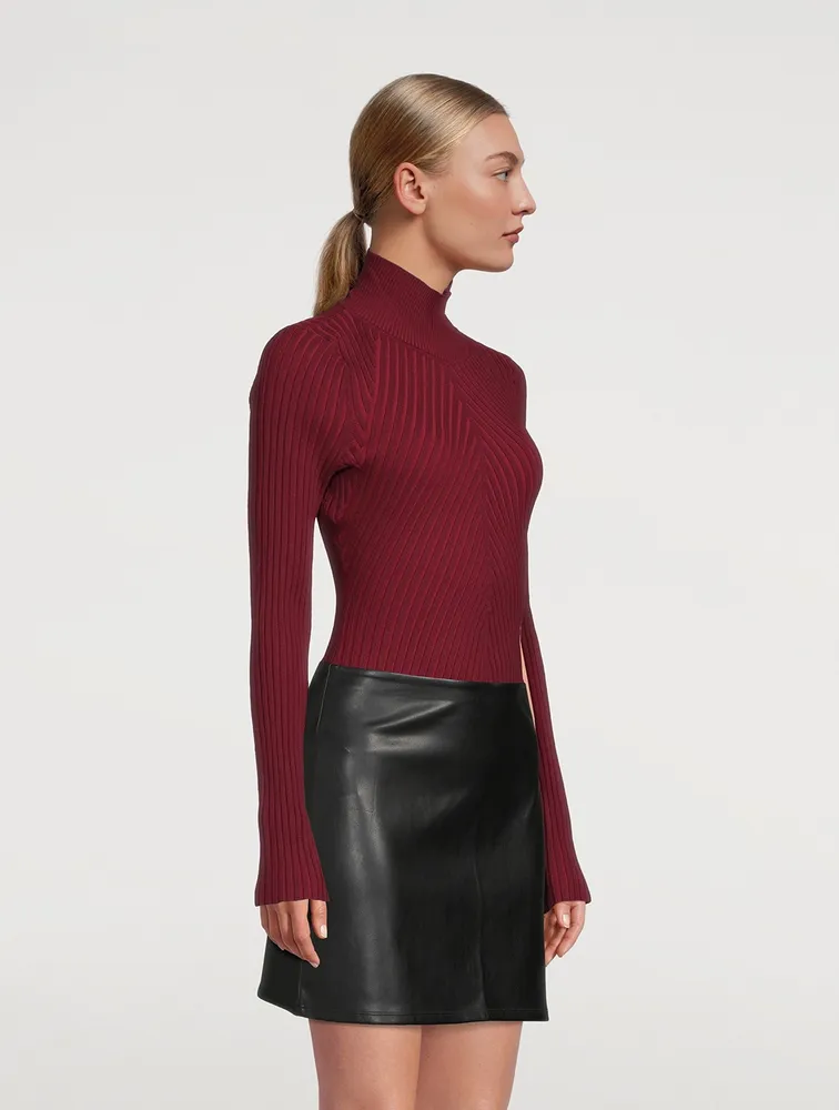 Ribbed Knit Turtleneck Bodysuit