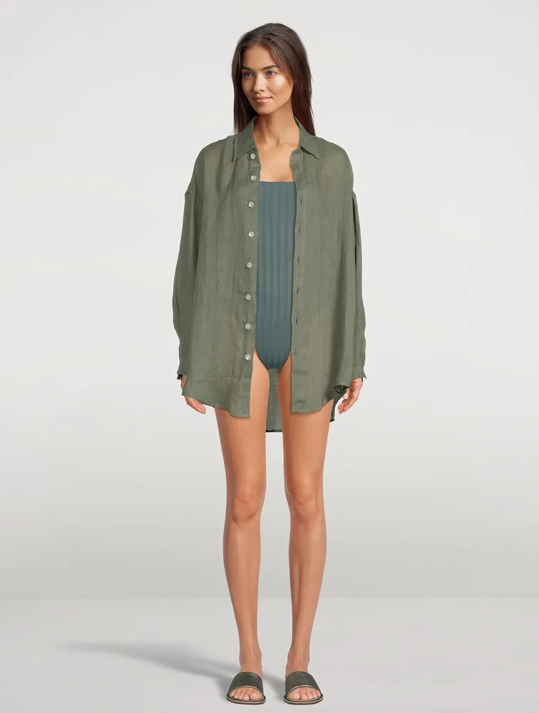 Playa Linen Oversized Shirt Dress