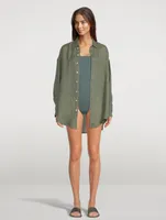 Playa Linen Oversized Shirt Dress