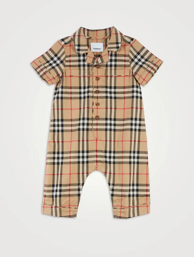 Vintage Check Stretch Cotton Onesie