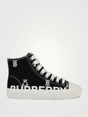 Gabardine High-Top Sneakers Logo Print