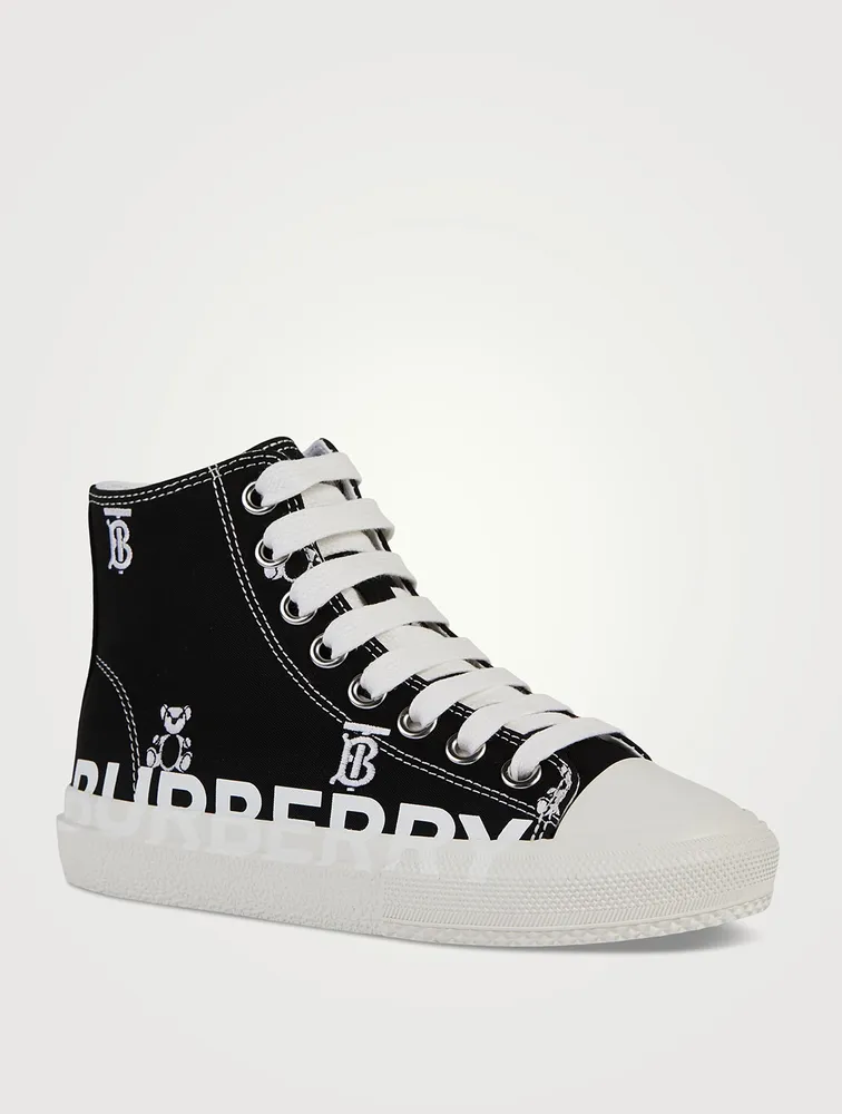 Gabardine High-Top Sneakers Logo Print