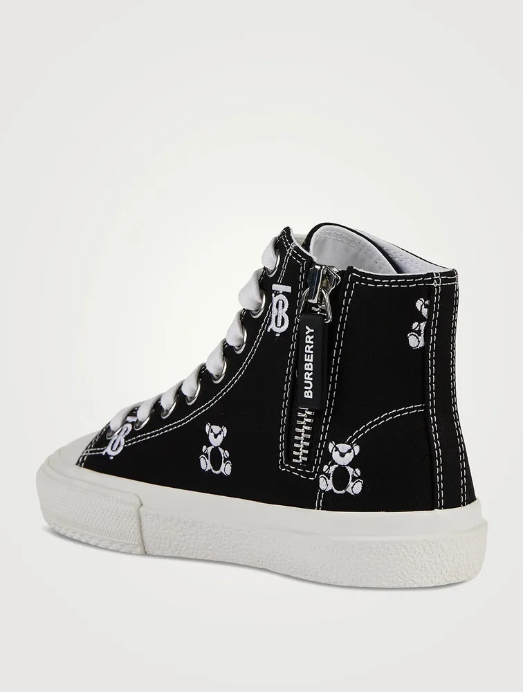 Gabardine High-Top Sneakers Logo Print