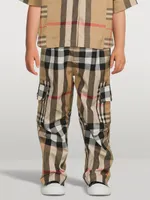 Contrast Check Cotton Cargo Trousers