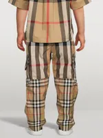 Contrast Check Cotton Cargo Trousers