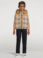 Reversible Check Down Vest With Hood