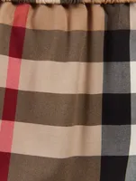 Exaggerated Check Cotton Pleated Skirt