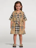 Patchwork Check Stretch Cotton Shirt Dress