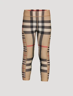 Contrast Check Stretch Jersey Leggings