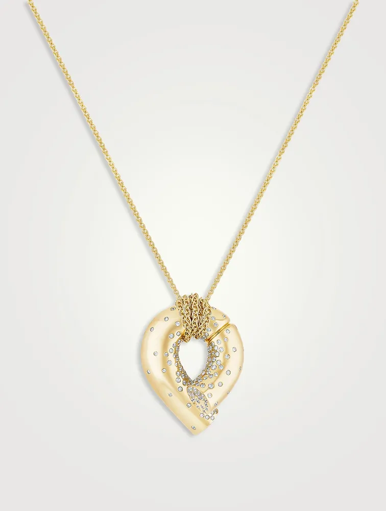 Large Oera 18K Gold Pendant Necklace With Diamonds