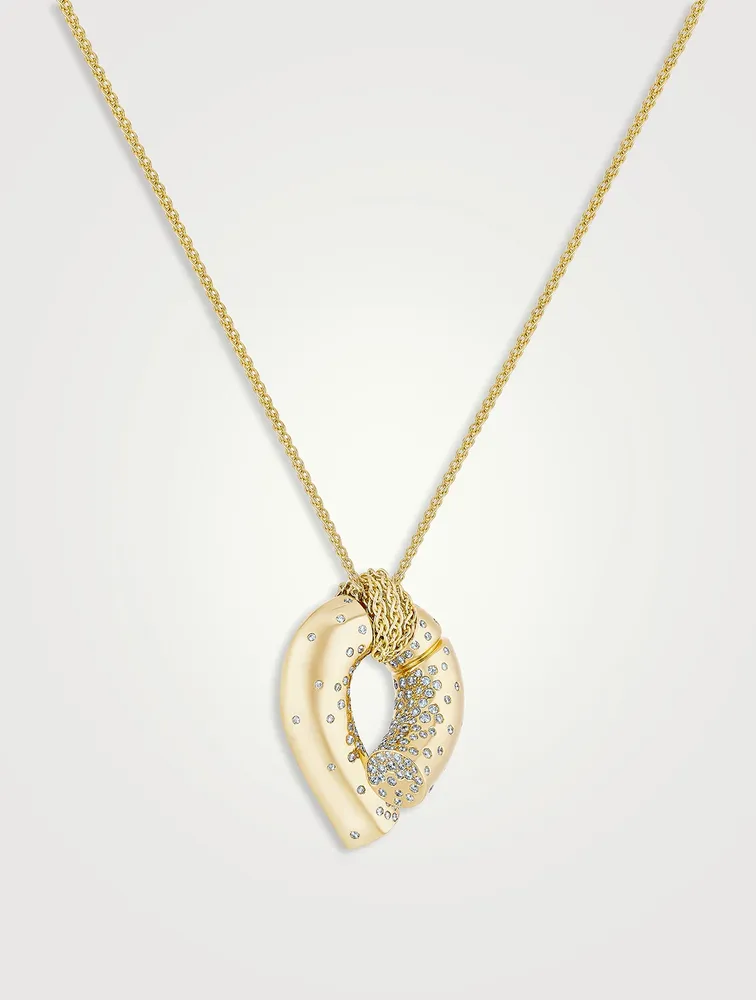 Large Oera 18K Gold Pendant Necklace With Diamonds