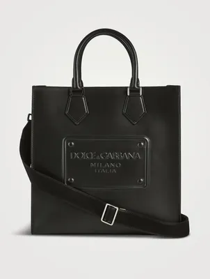Leather Tote Bag With Raised Logo