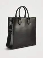 Leather Tote Bag With Raised Logo