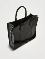 Leather Tote Bag With Raised Logo