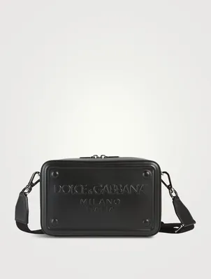 Leather Crossbody Bag With Raised Logo