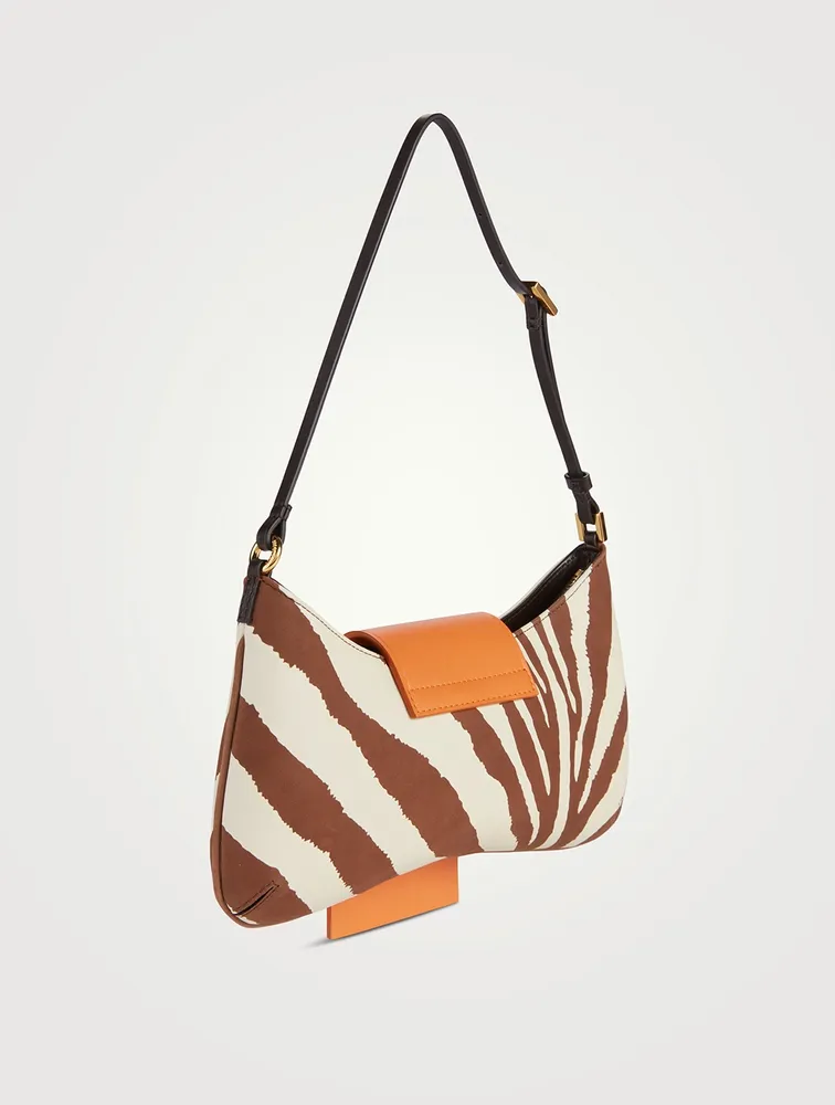 Le Bisou Leather Shoulder Bag In Zebra Print
