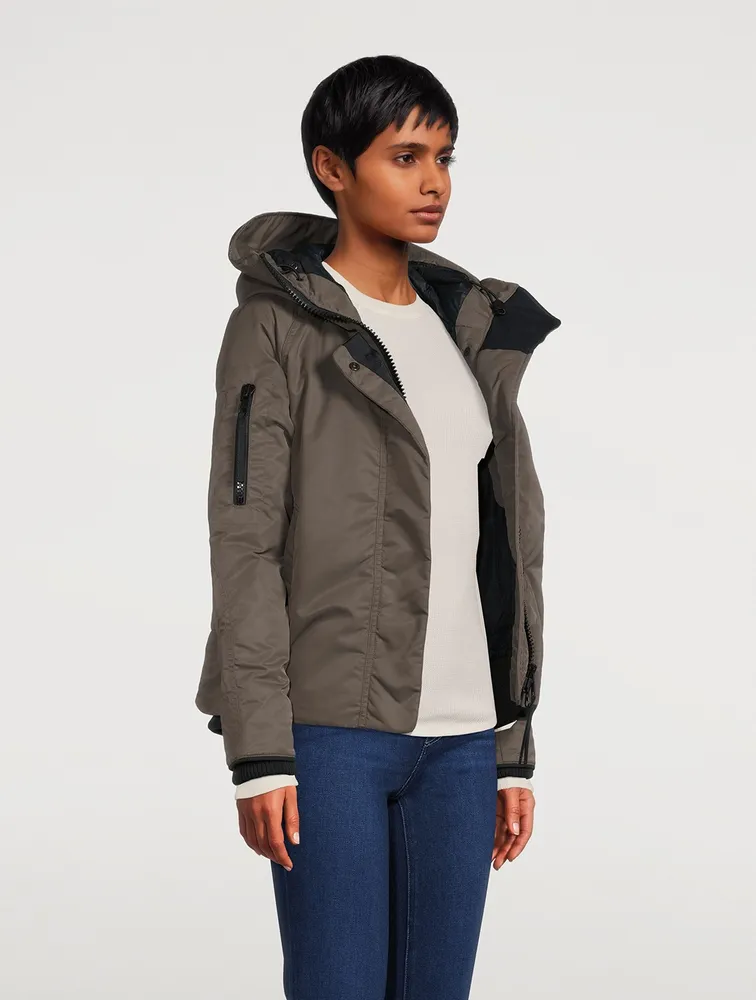 Everleigh Down Performance Satin Bomber Jacket