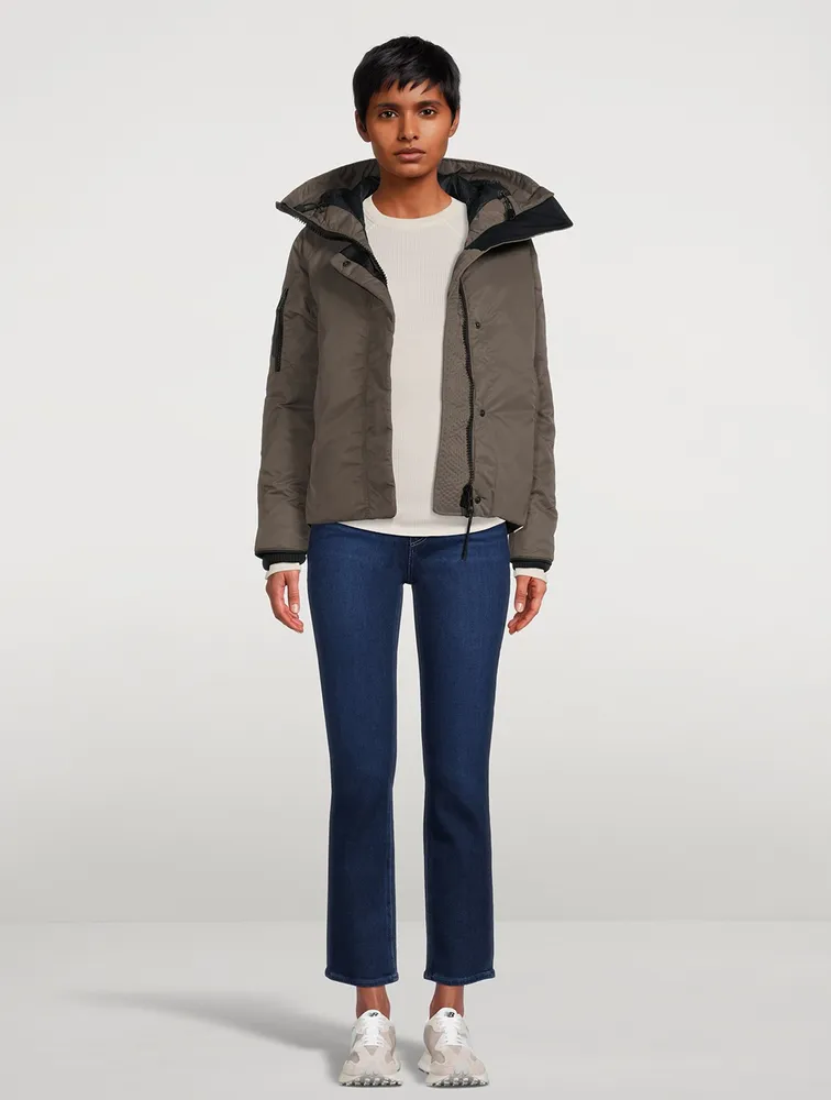 Everleigh Down Performance Satin Bomber Jacket