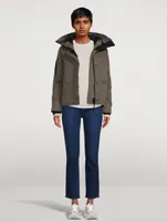 Everleigh Down Performance Satin Bomber Jacket