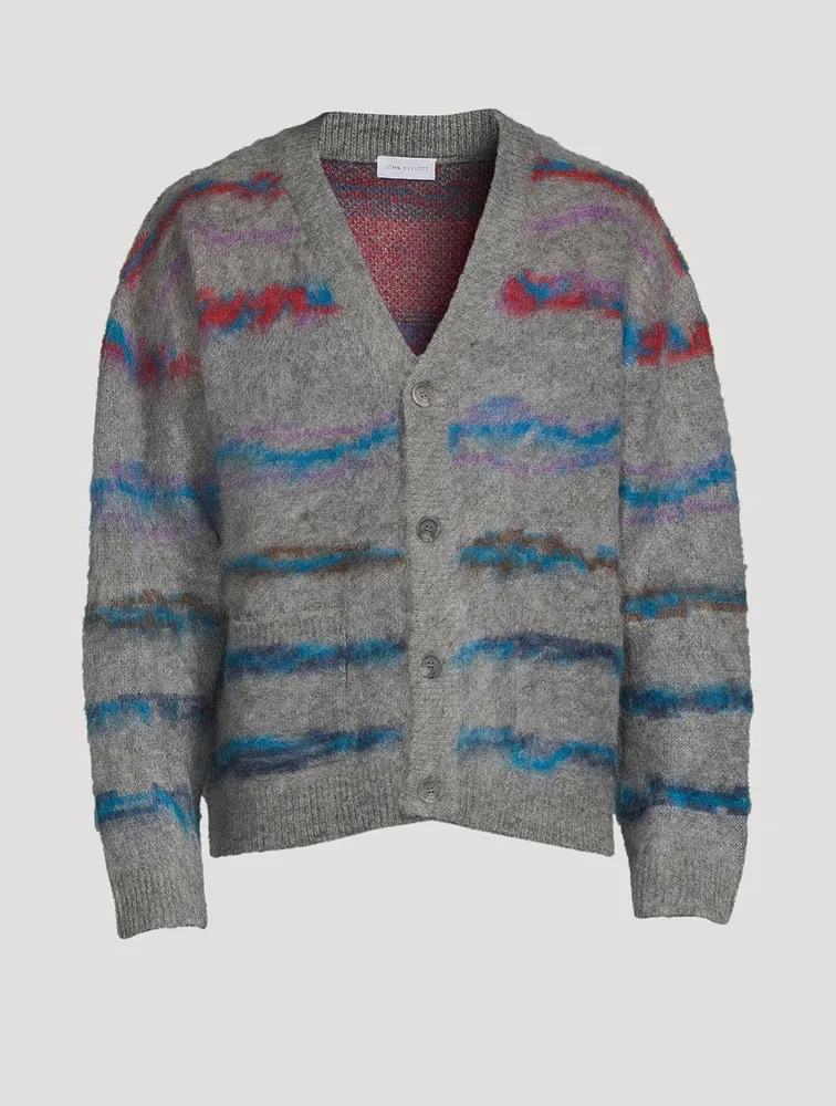 Mohair-Blend Jacquard Knit Cardigan