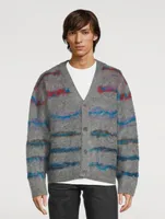 Mohair-Blend Jacquard Knit Cardigan