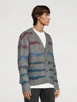 Mohair-Blend Jacquard Knit Cardigan