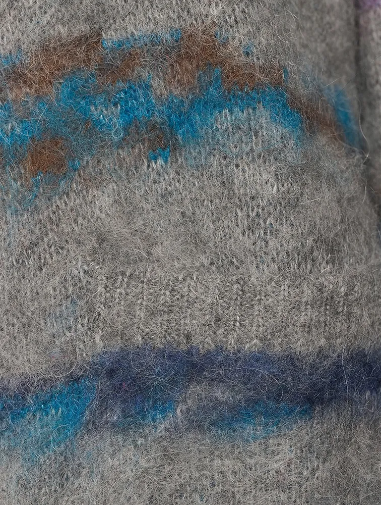 Mohair-Blend Jacquard Knit Cardigan